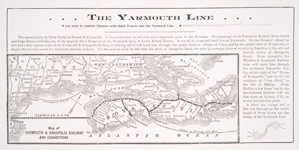 © Canadian Pacific Railway (CPR), “Yarmouth & Annapolis Railway” map (1893), from Library and Archives Canada/Merrilees Transportation collection, Canada, by Train, JPEG files, http://www.collectionscanada.gc.ca/trains/021006-2100.01-e.html.