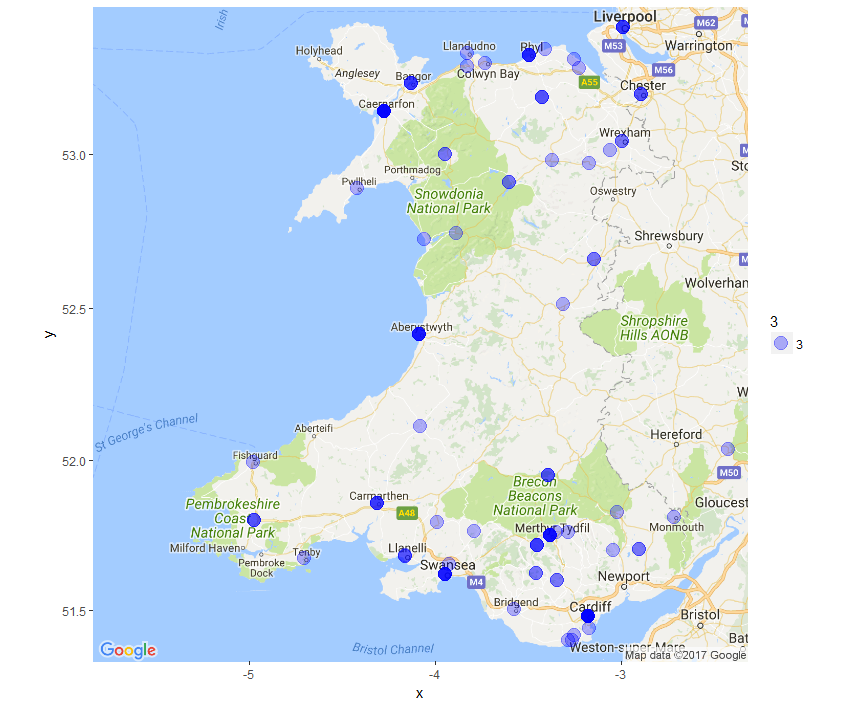 Sites where Welsh newspapers were published.